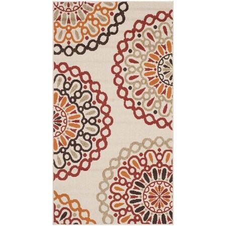 Safavieh Veranda Power Loomed Accent Area Rug, Creme and Red - 2 ft.-7 in. x 5 ft. VER092-0313-3